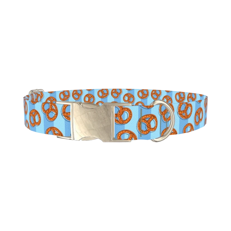 Pretzel Pattern Dog Collar - metal silver