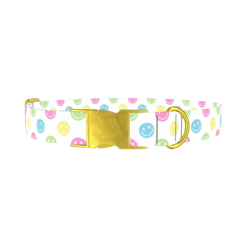 Pink Love Heart Dog Collar - metal gold