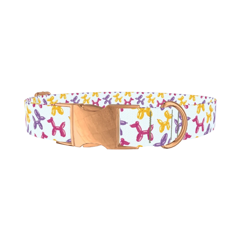 Balloon Dog Pattern Dog Collar - metal rose gold
