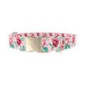 Pink Peony Dog Collar - metal silver
