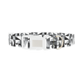 Geometric Black and White Dog Collar - plastic silver