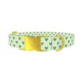 Light Green Heart Dog Collar - metal gold