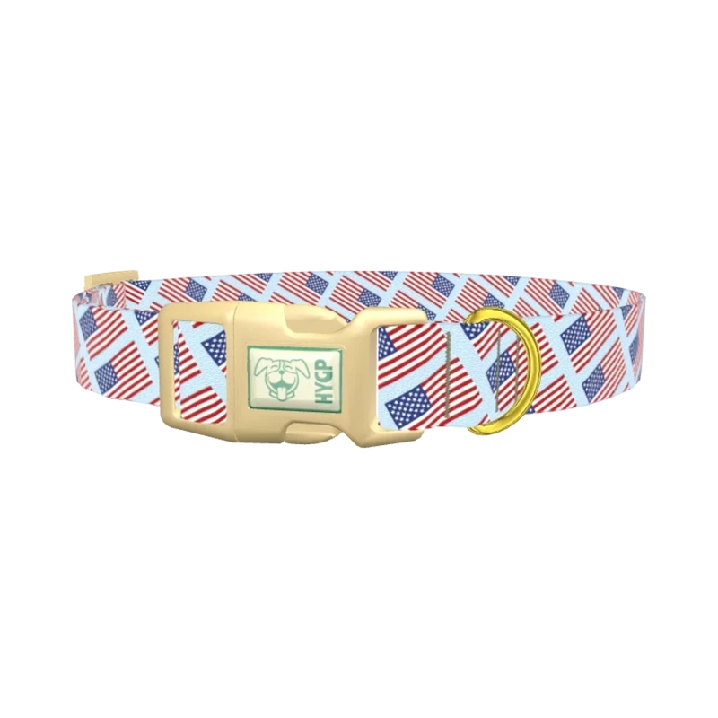 Stars and Stripes Dog Collar - plastic gold