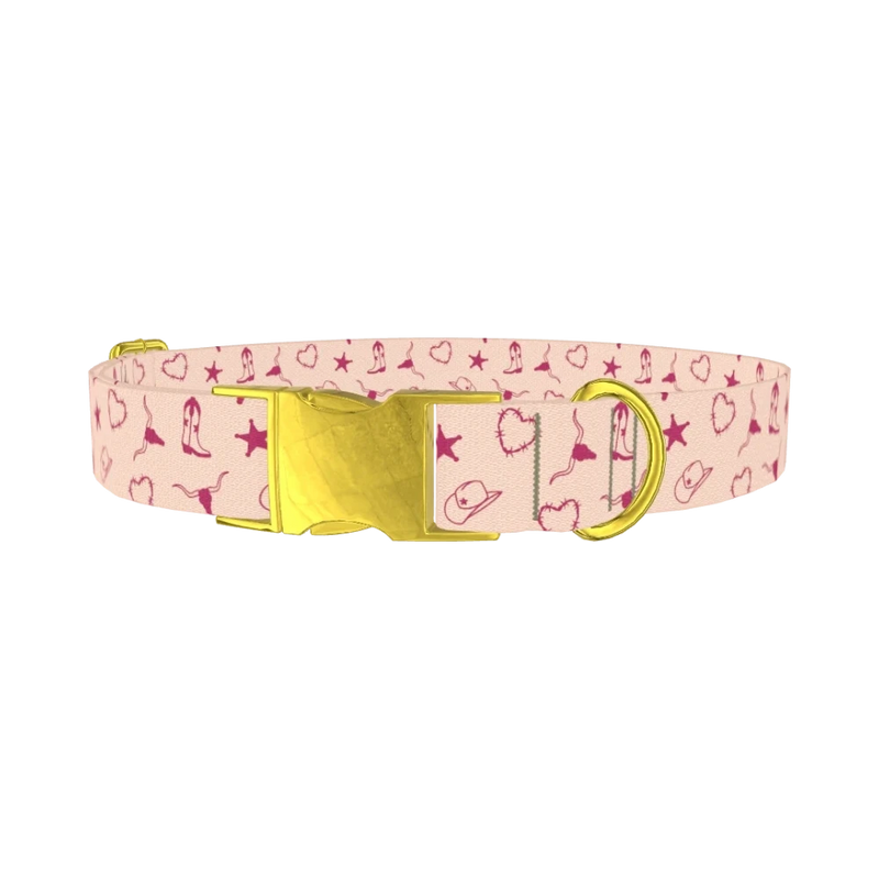Cowboy Heart Dog Collar - metal gold