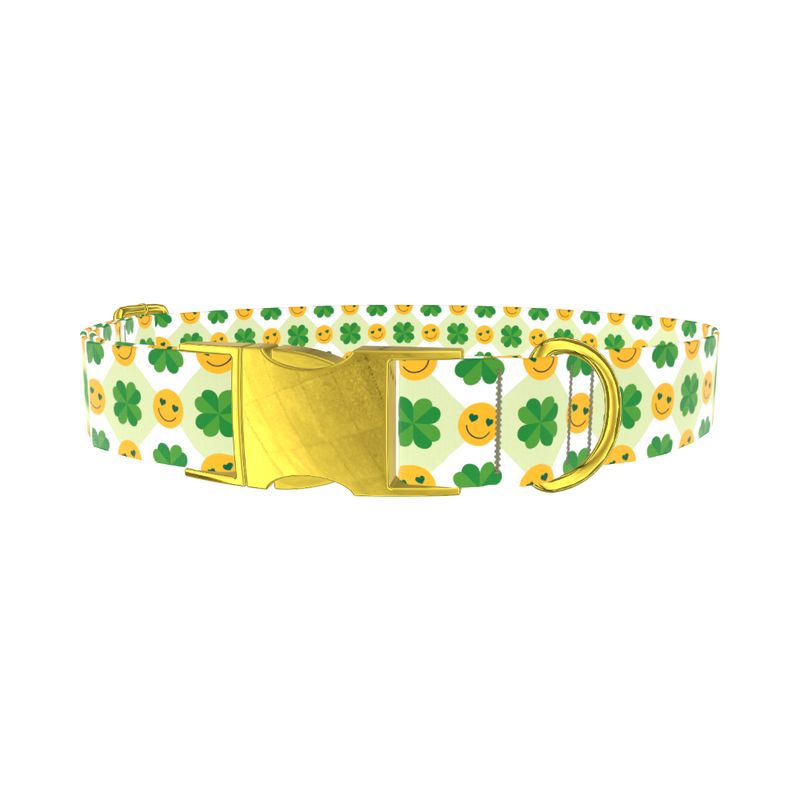St. Patrick's Smiley Dog Collar - metal rose gold