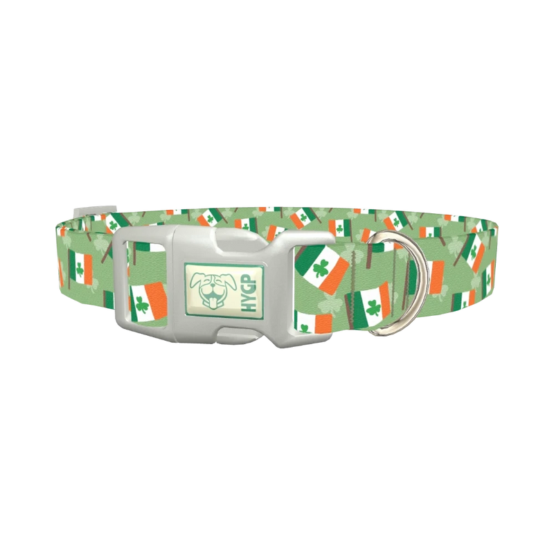 St. Patrick's Flag Dog Collar - plastic silver
