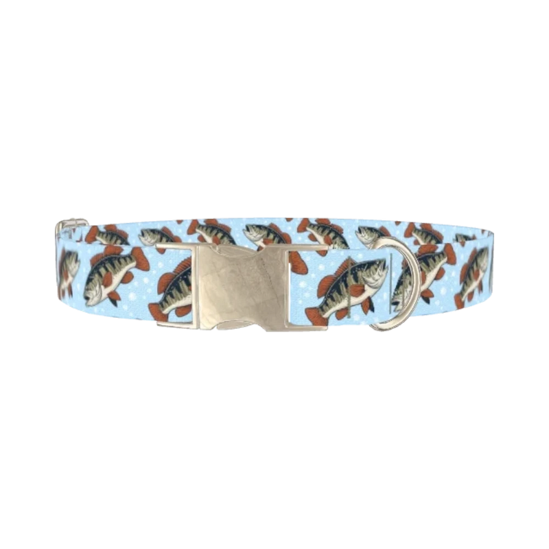 Bass Fish Dog Collar - metal silver