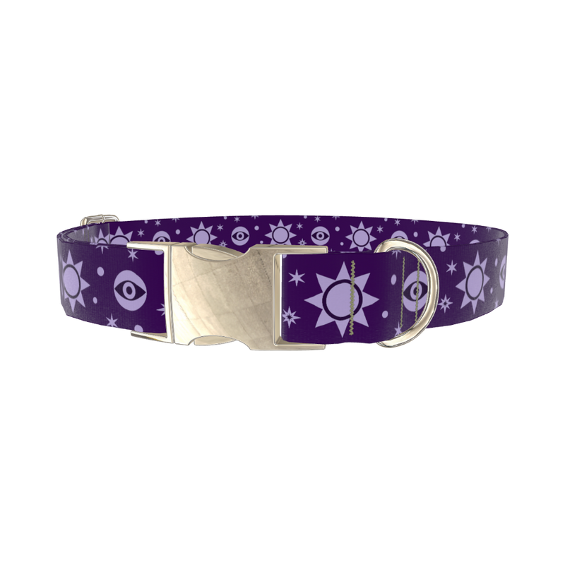 Mystical Sun Eye Dog Collar - metal gold