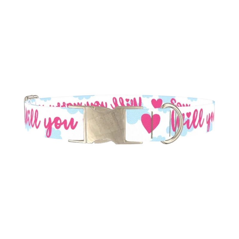 Romantic Heart Dog Collar - metal silver