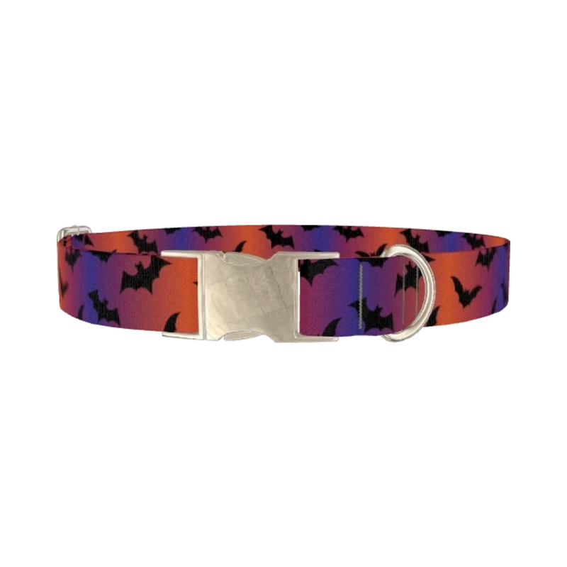 Halloween Bat Dog Collar - metal silver