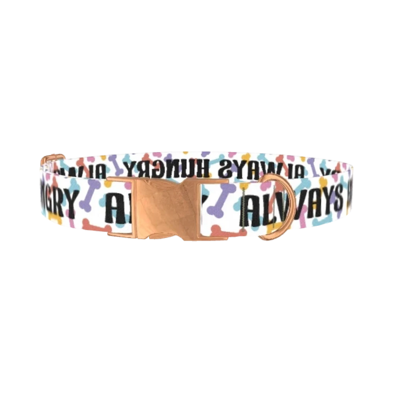 Bone Pattern Dog Collar - metal rose gold