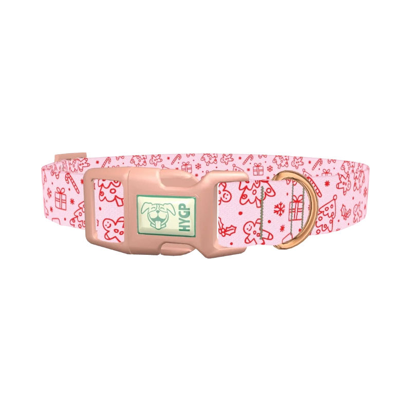 Christmas Holiday Dog Collar - plastic rose gold