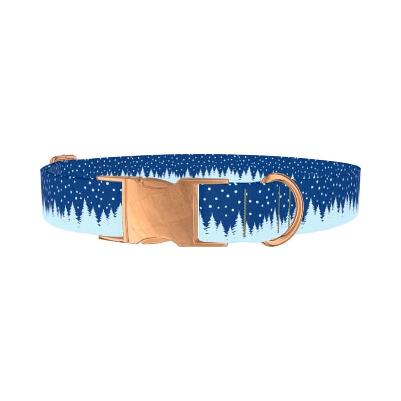 Christmas Forest Dog Collar - metal rose gold