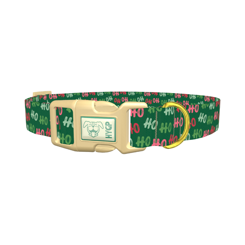 Christmas HoHo Dog Collar - plastic gold