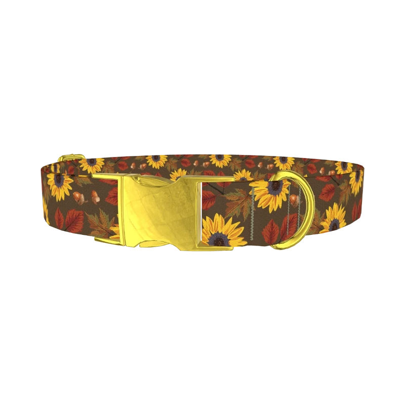 Autumn Floral Dog Collar - metal gold