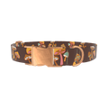 Brown Geometric Mushroom Dog Collar - metal rose gold