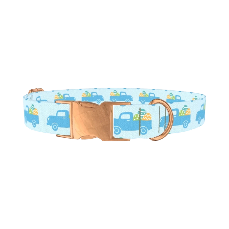Easter Truck Dog Collar - metal rose gold