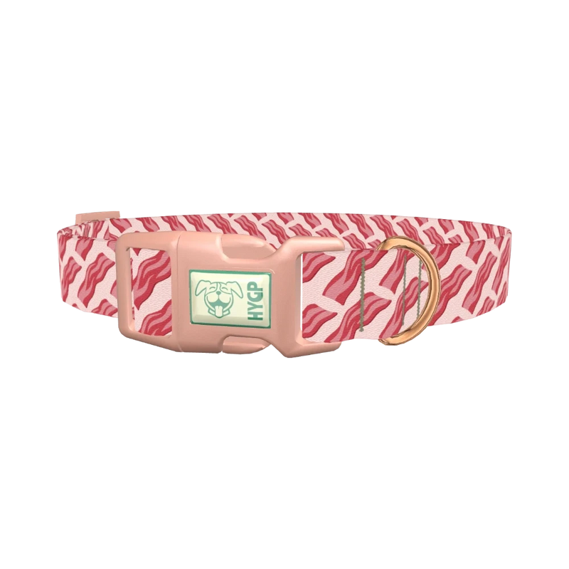 Bacon Pattern Dog Collar - plastic rose gold