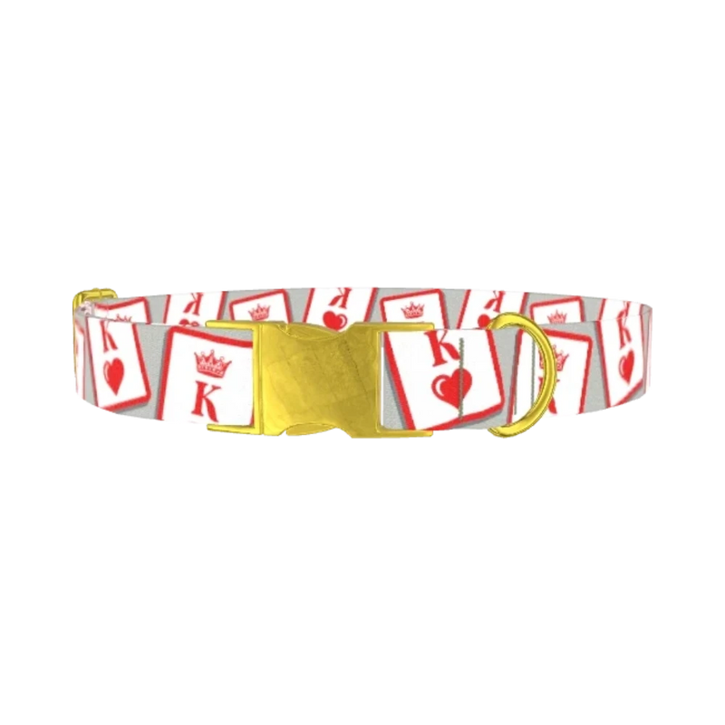 Playing Card Dog Collar - metal gold