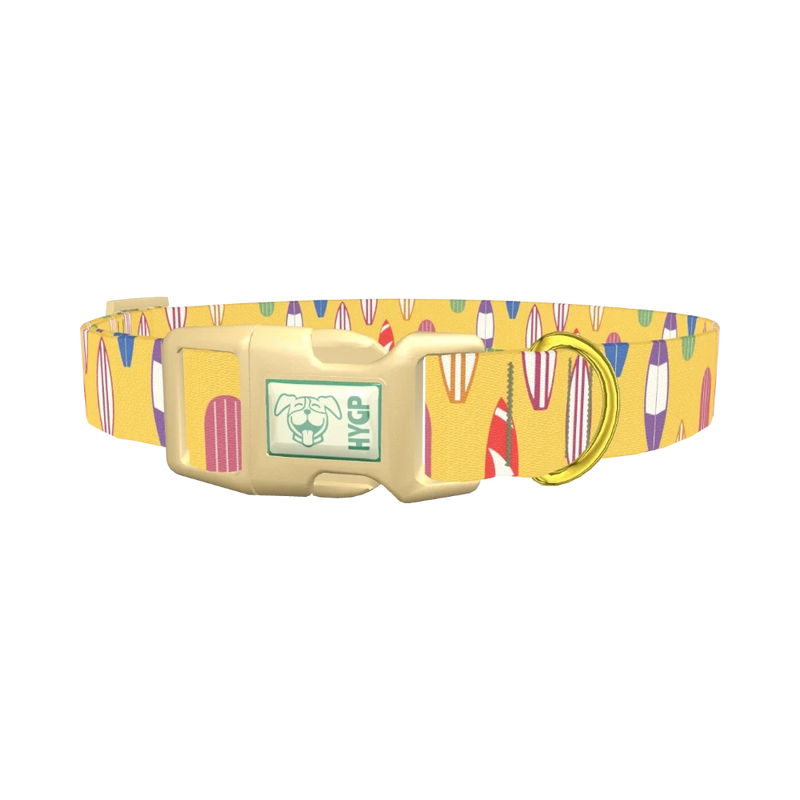 Surfboard Beach Dog Collar - plastic gold