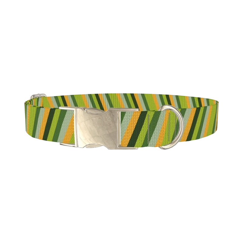 Geometric Diagonal Dog Collar - metal silver