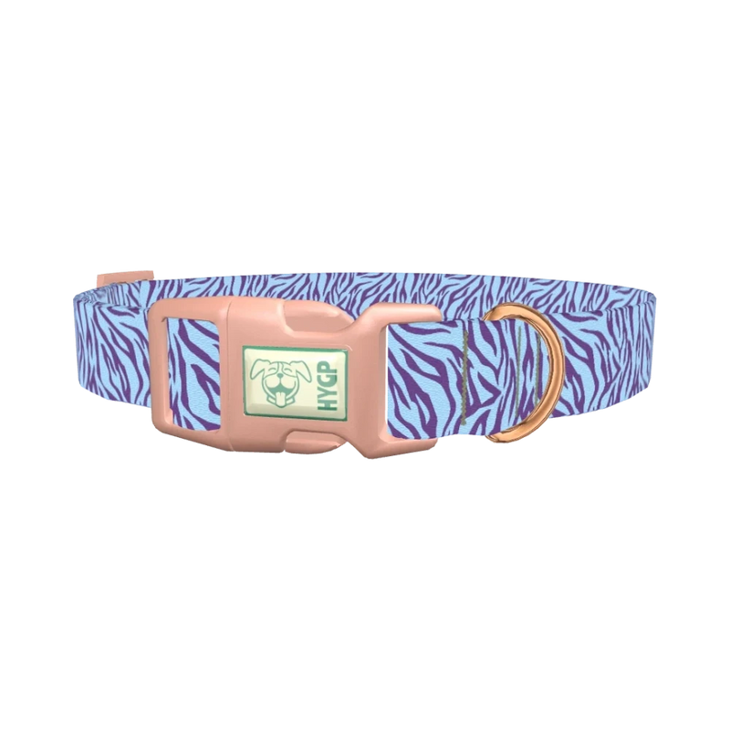 Zebra Stripe Dog Collar - plastic rose gold