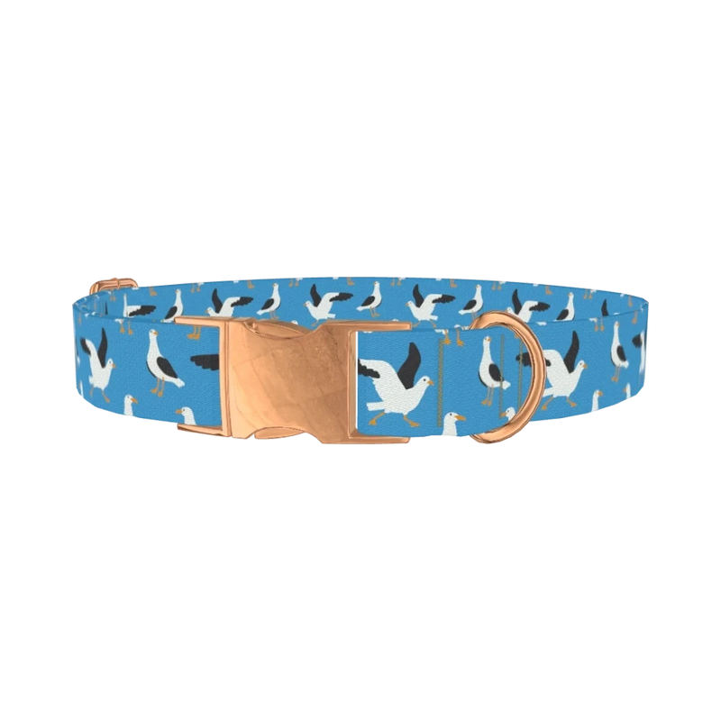 Seagull Pattern Dog Collar - metal rose gold