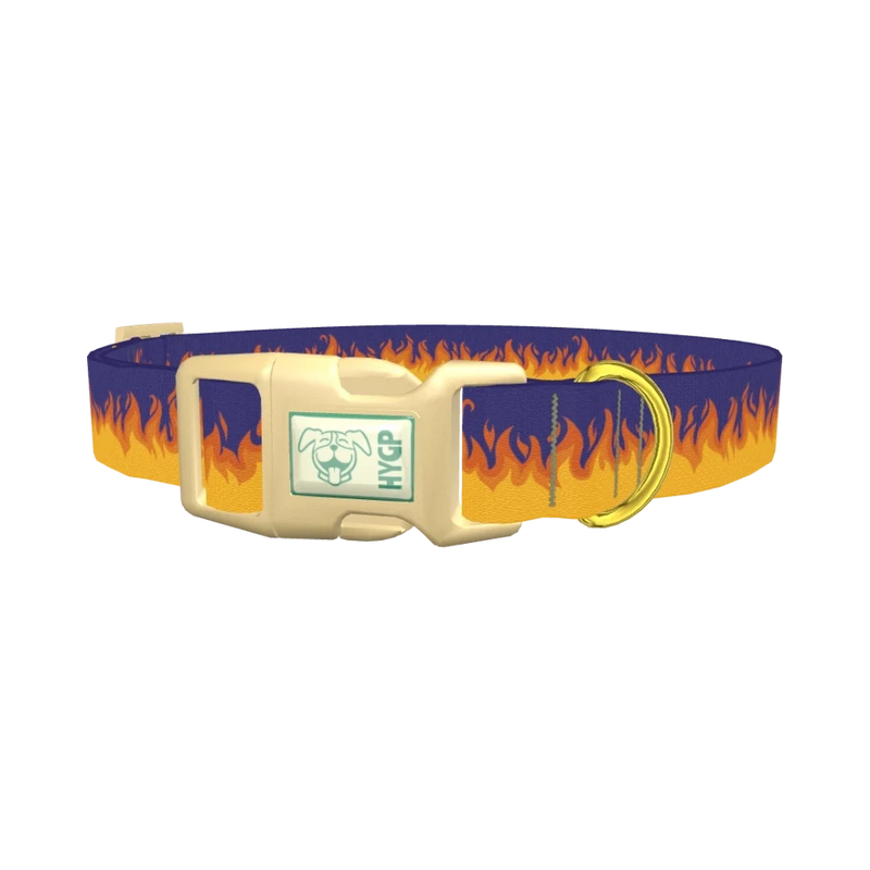 Flame Pattern Dog Collar - plastic gold