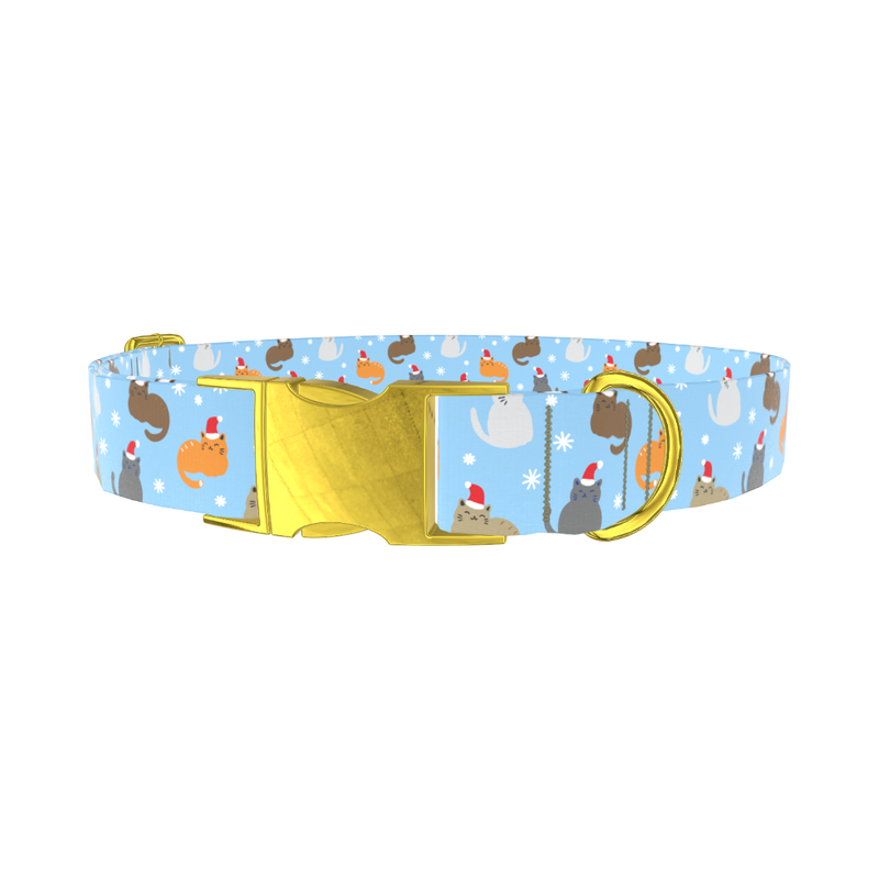 Festive Cat Dog Collar - metal gold
