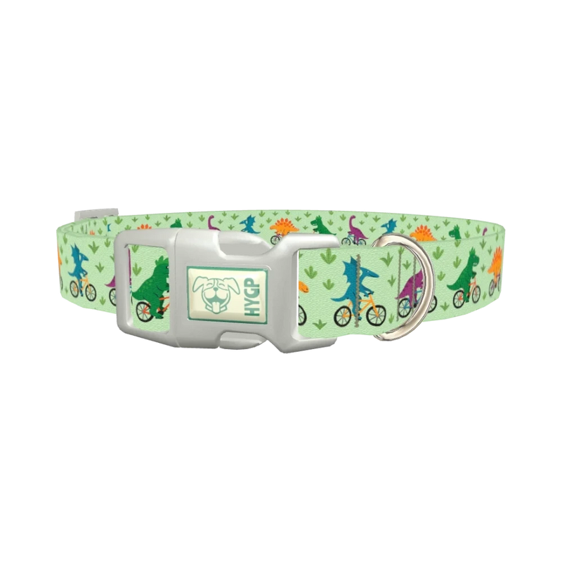 Dinosaur Cycling Dog Collar - plastic silver