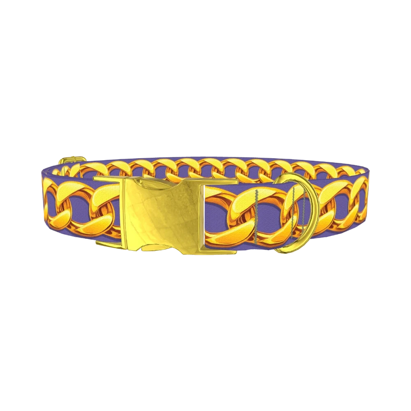 Golden Chain Lilac Dog Collar - metal gold