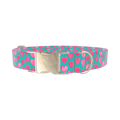 Pink Heart Valentine Dog Collar - metal gold