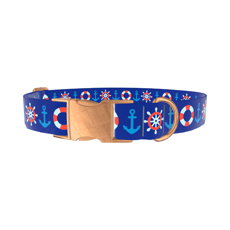 Nautical Lifebuoy Dog Collar - metal silver