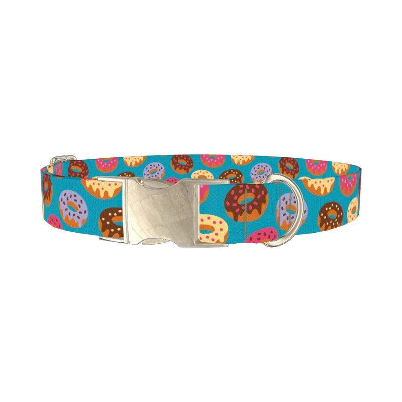 Donut Pattern Dog Collar - metal silver