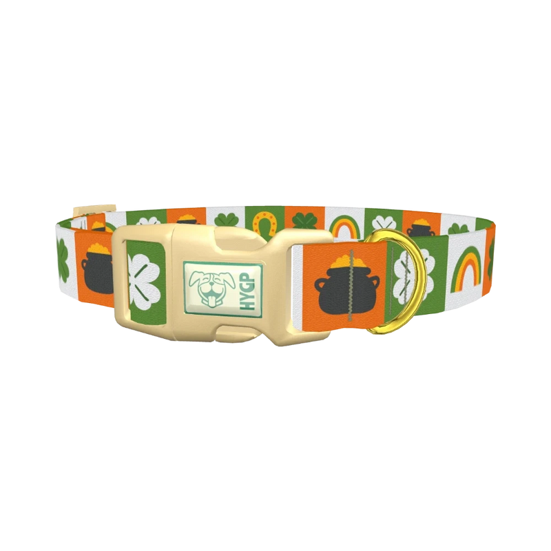 Rainbow Luck Dog Collar - plastic gold