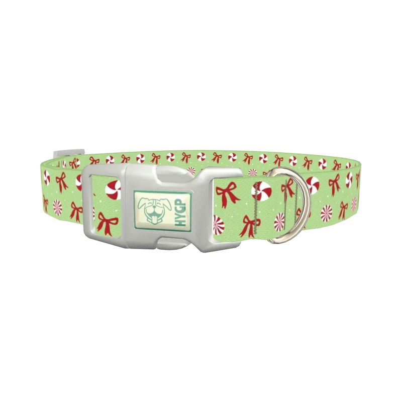 Christmas Peppermint Dog Collar - plastic silver