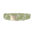 Green Fern Pattern Dog Collar - metal silver