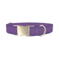Purple Snake Print Dog Collar - metal silver