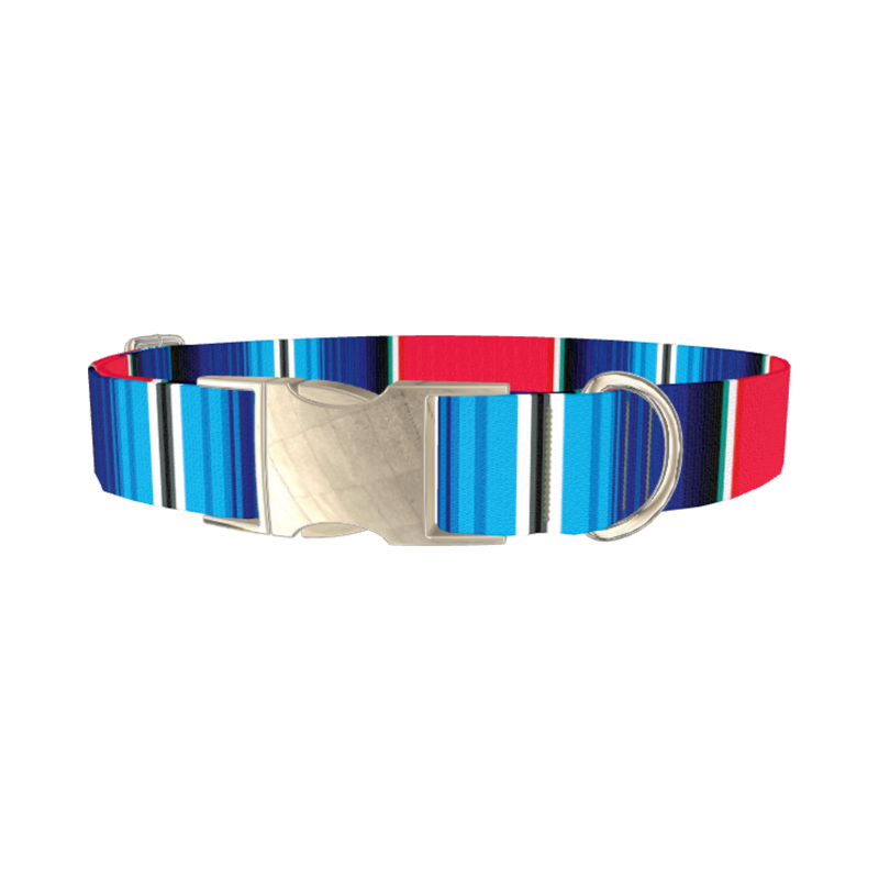 Vivid Stripe Dog Collar - metal silver