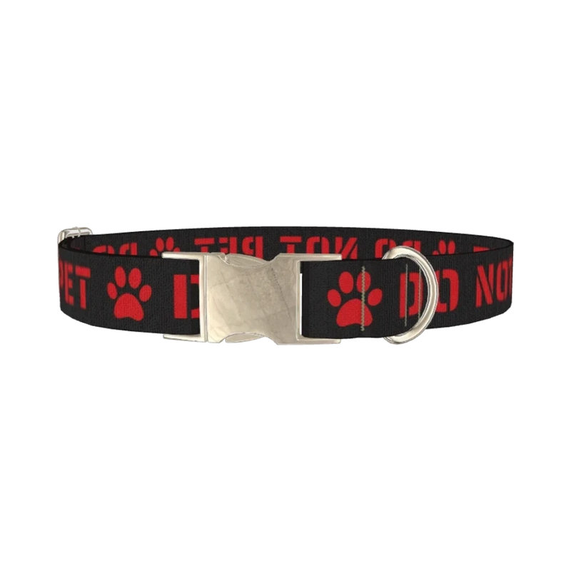 Warning Sign Dog Collar - metal silver