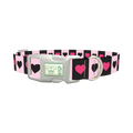 Valentine Heart Stripe Dog Collar - plastic silver