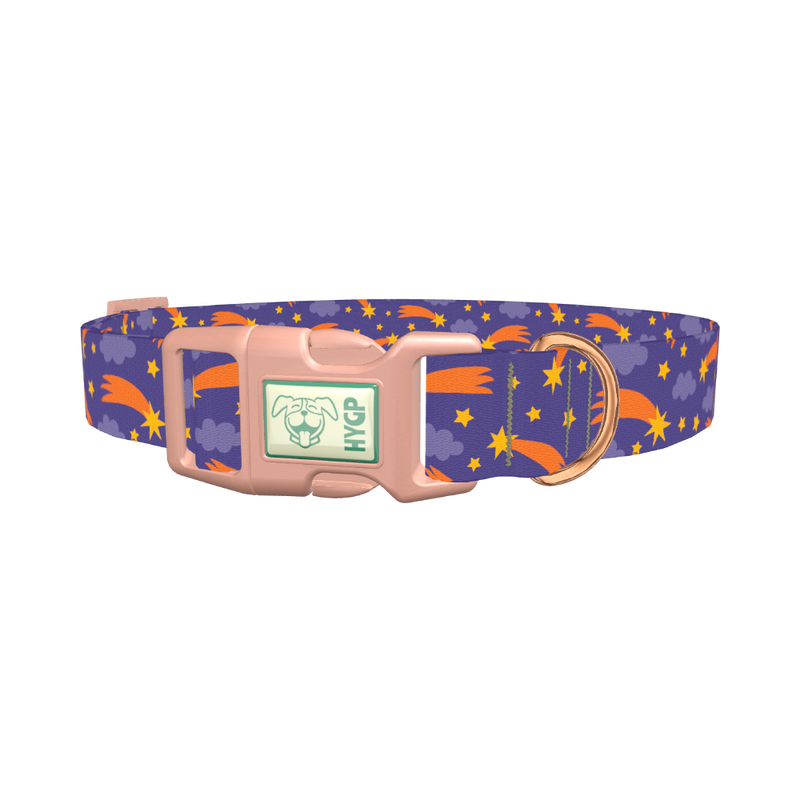 Space Comet Dog Collar - plastic rose gold