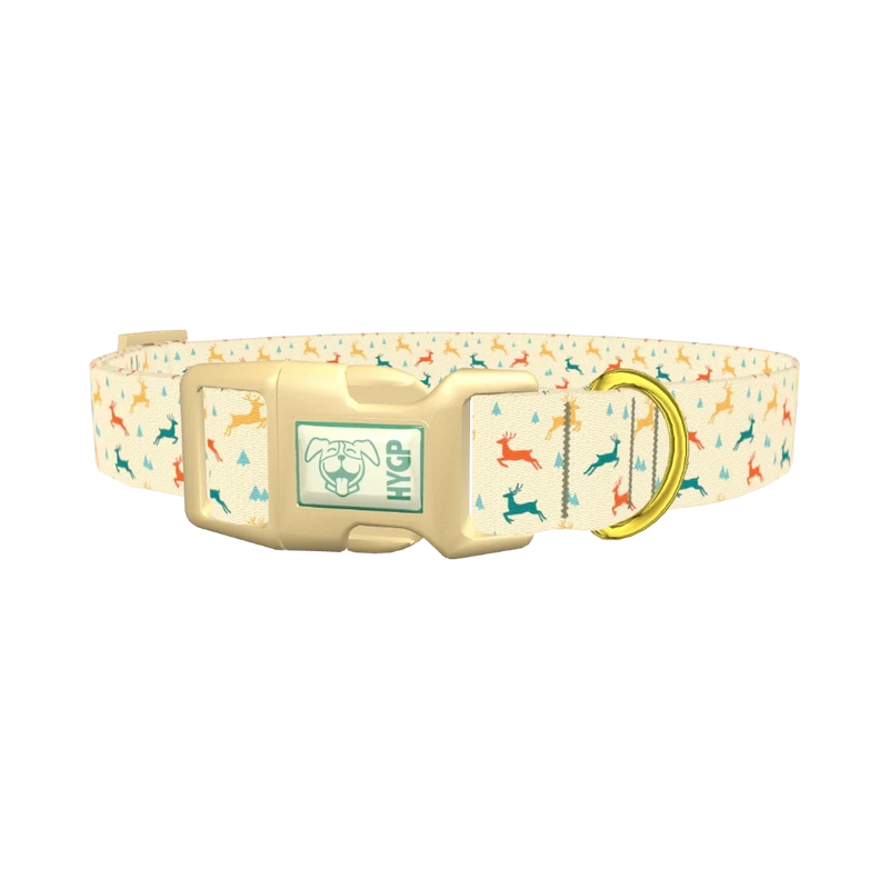 Colorful Reindeer Dog Collar - plastic gold
