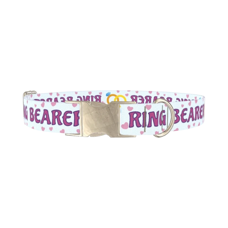 Wedding Ring Heart Dog Collar - metal silver
