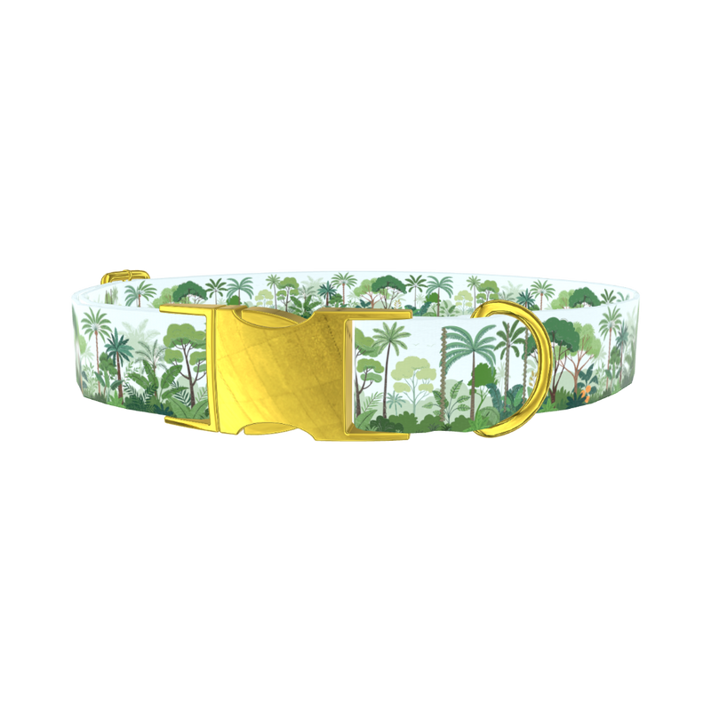 Tropical Jungle Dog Collar - metal rose gold