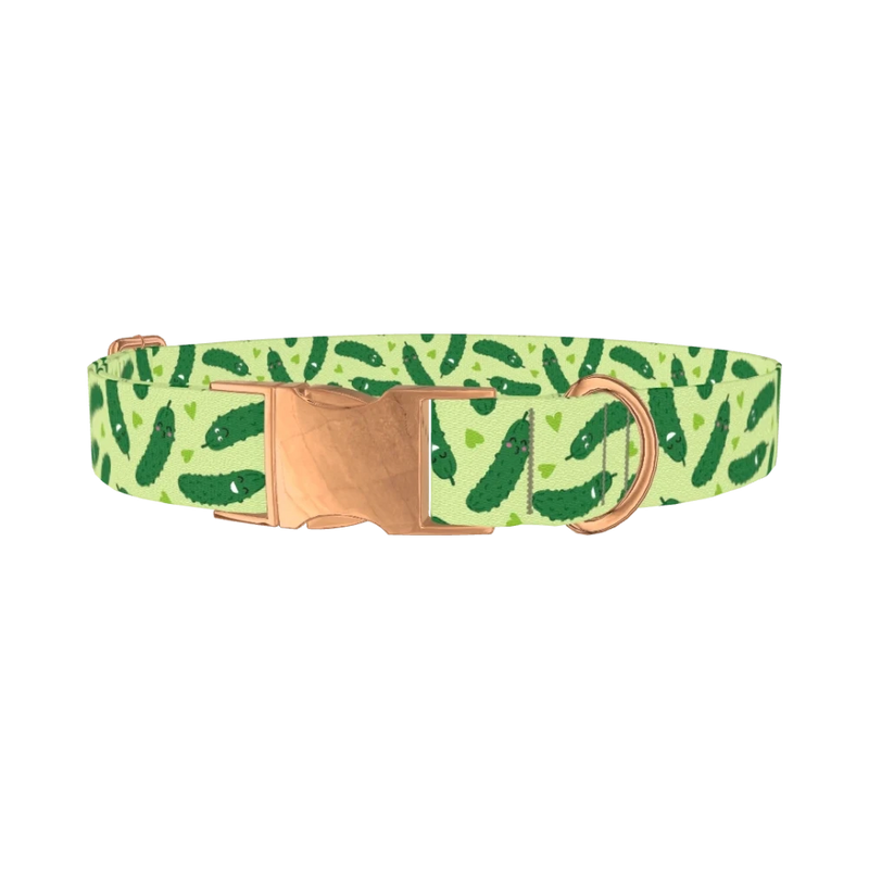 Kawaii Pickles Dog Collar - metal rose gold