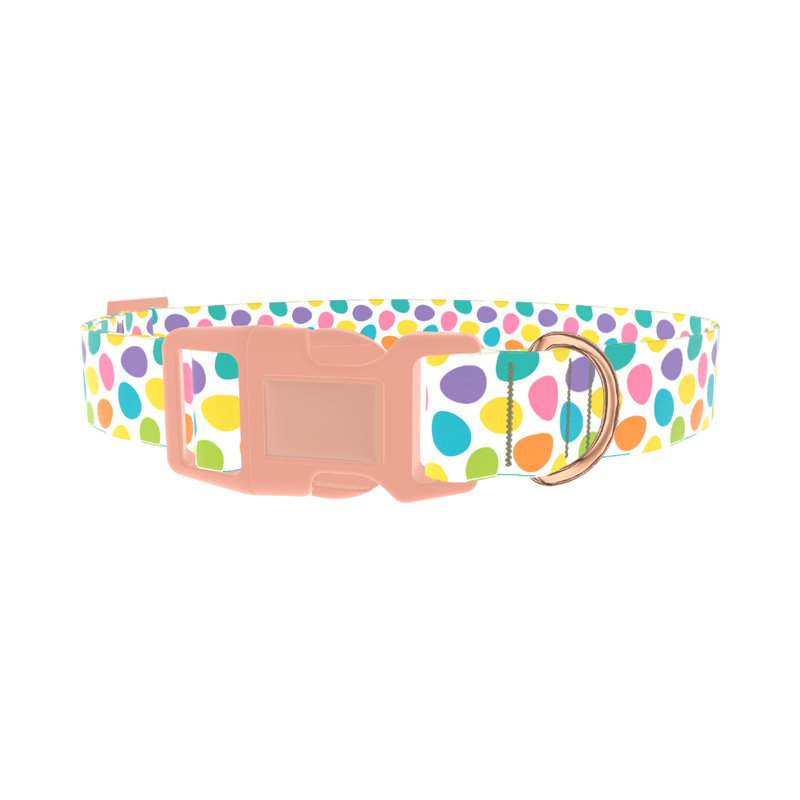 Colorful Easter Egg Dog Collar - plastic rose gold