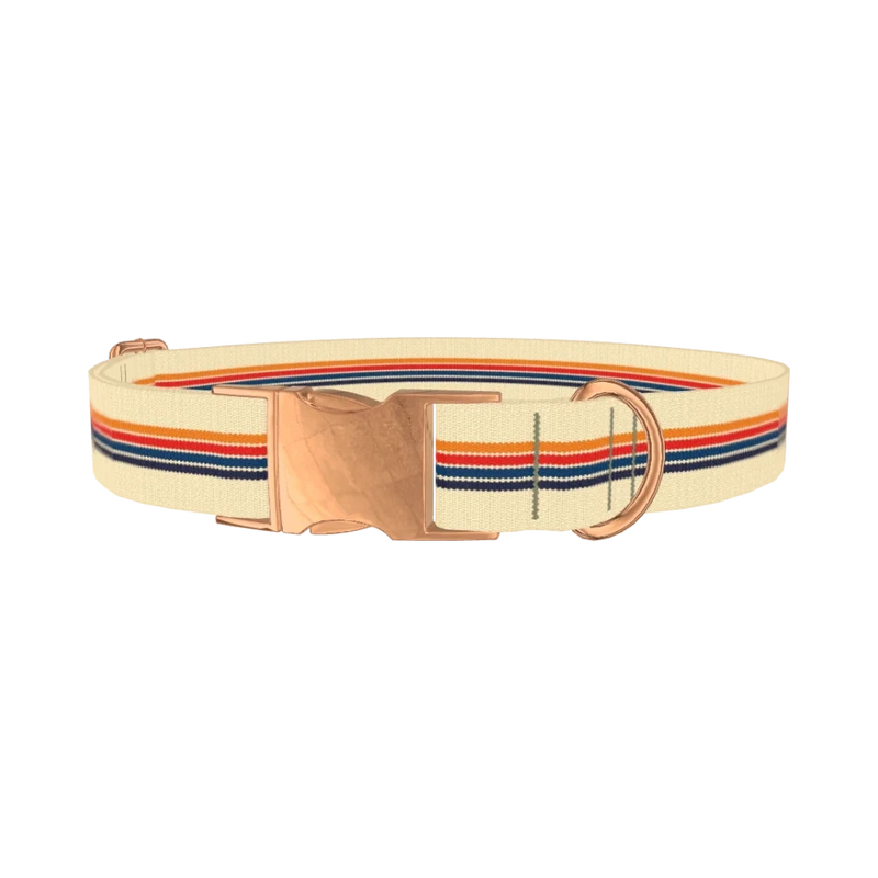 Retro Stripe Dog Collar - metal rose gold