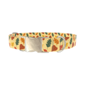 Colorful Autumn Leaf Dog Collar - metal silver