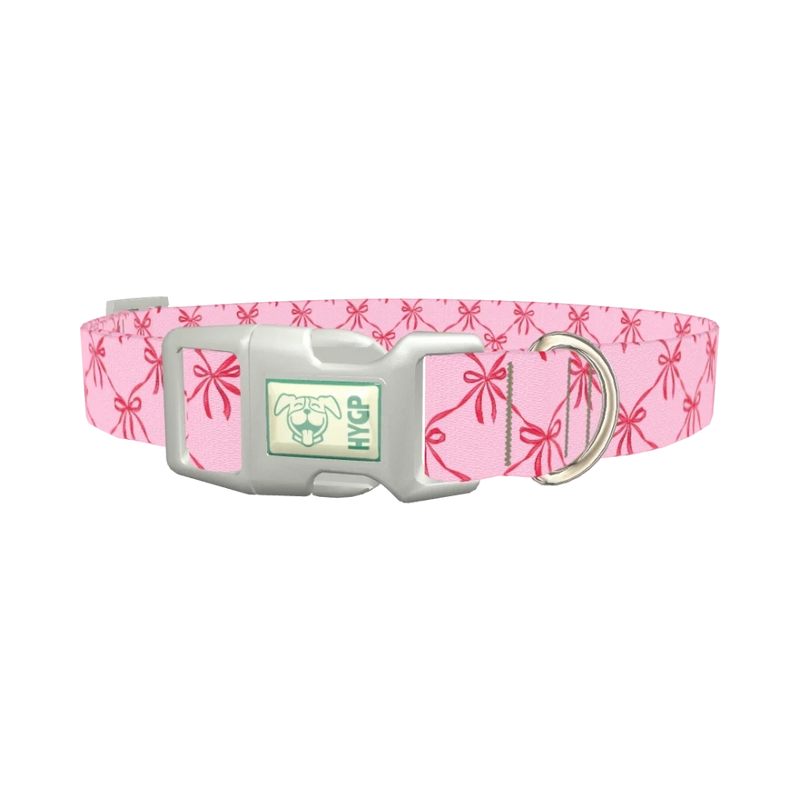 Diamond Bow Dog Collar - plastic silver
